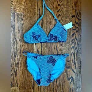 NWT Old Navy navy blue string bikini set w triangle top XS